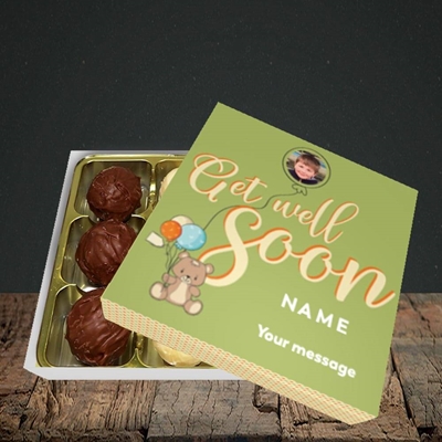Picture of Bear with Balloons, Get Well Soon Design, Choc 9