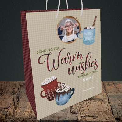 Picture of Warm Wishes, Christmas Design, Medium Portrait Gift Bag