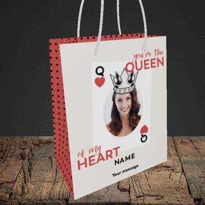 Picture of Queen Of My Heart, Valentine's Design, Small Portrait Gift Bag