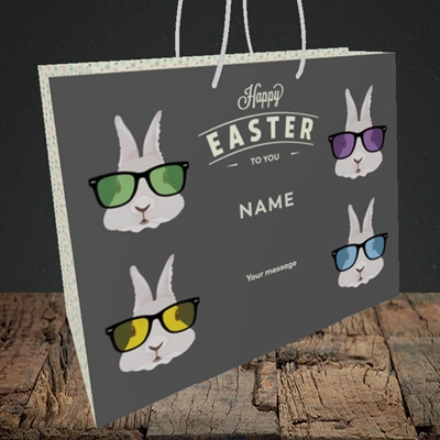 Picture of Hipster Bunnies(Without Photo), Easter Design, Medium Landscape Gift Bag
