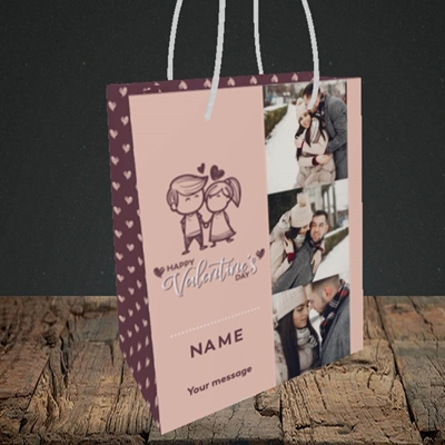 Picture of Holding Hands, Valentine's Design, Small Portrait Gift Bag
