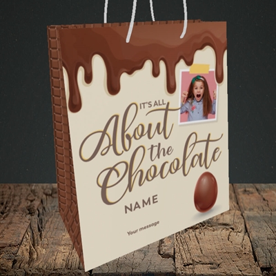 Picture of All About The Chocolate, Easter Design, Medium Portrait Gift Bag