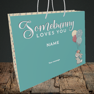 Picture of Somebunny Loves You, (Without Photo) Easter Design, Medium Landscape Gift Bag