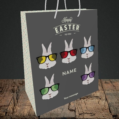 Picture of Hipster Bunnies(Without Photo), Easter Design, Medium Portrait Gift Bag