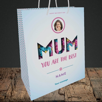 Picture of Mum You Are The Best (flower cut out), Medium Portrait Gift Bag