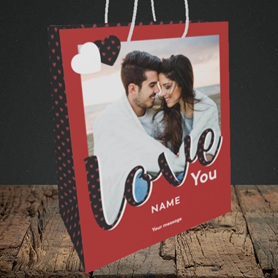 Picture of Love You, Valentine's Design, Medium Portrait Gift Bag