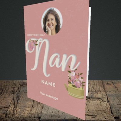 Picture of Nan Kettle Of Flowers, Birthday Design, Portrait Greetings Card