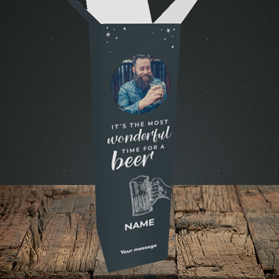 Picture of Time for a Beer, Christmas Design, Upright Bottle Box