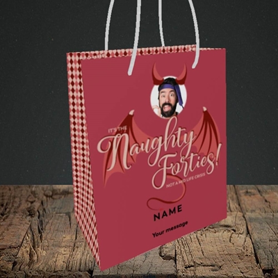 Picture of Naughty Forties, Birthday Design, Small portrait Gift Bag