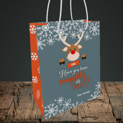 Picture of Naughty, (Without Photo) Christmas Design, Small Portrait Gift Bag