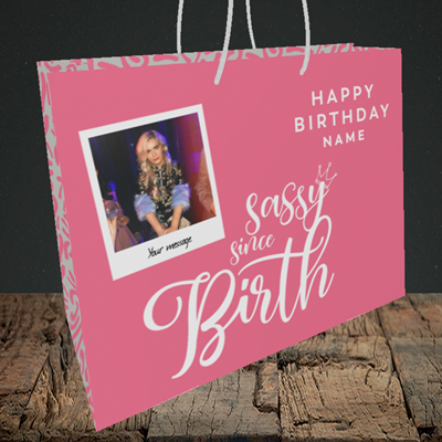 Picture of Sassy, Birthday Design, Medium Landscape Gift Bag