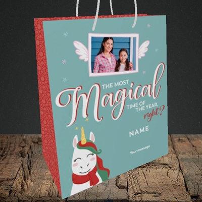 Picture of Unicorn Christmas, Christmas Design, Medium Portrait Gift Bag