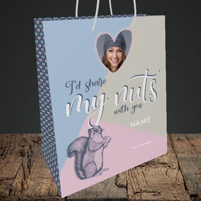 Picture of Share My Nuts, Valentine's Design, Medium Portrait Gift Bag