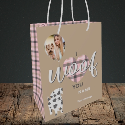 Picture of I Woof You, Valentine's Design, Small Portrait Gift Bag
