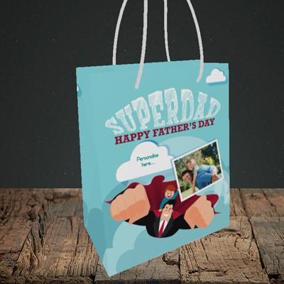 Picture of Superdad, Father's Day Design, Small Portrait Gift Bag