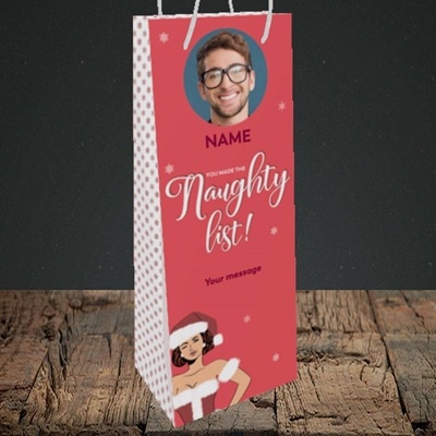 Picture of Naughty List, Christmas Design, Bottle Bag