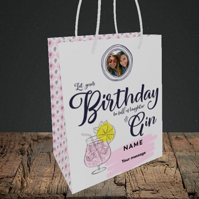 Picture of Birthday Full Of Gin, Birthday Design, Small portrait Gift Bag