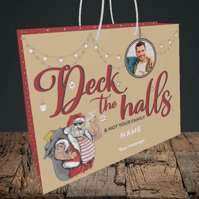 Picture of Deck The Halls, Christmas Design, Medium Landscape Gift Bag