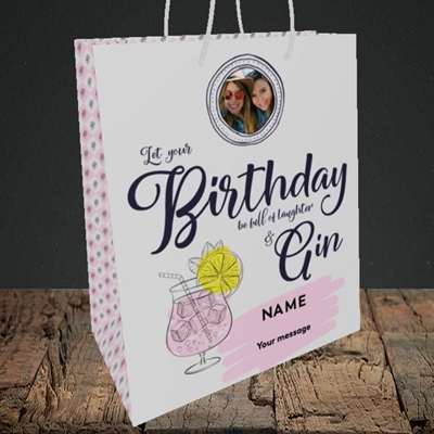 Picture of Birthday Full Of Gin, Birthday Design, Medium Portrait Gift Bag