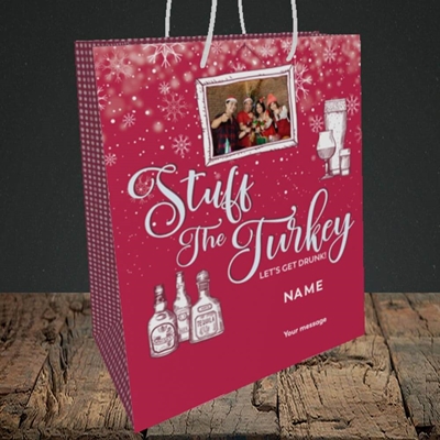 Picture of Stuff The Turkey, Christmas Design, Medium Portrait Gift Bag