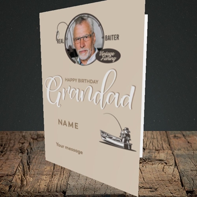 Picture of Grandad Fishing, Birthday Design, Portrait Greetings Card