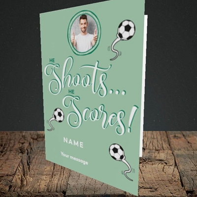 Picture of He Shoots He Scores, Pregnancy Design, Portrait Greetings Card