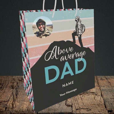 Picture of Above Average Dad, Father's Day Design, Medium Portrait Gift Bag