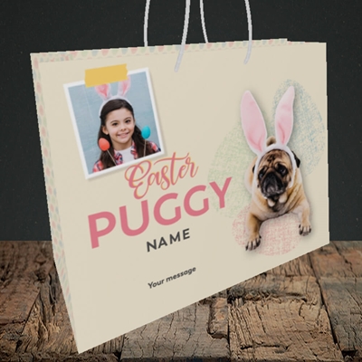 Picture of Easter Puggy, Easter Design, Medium Landscape Gift Bag