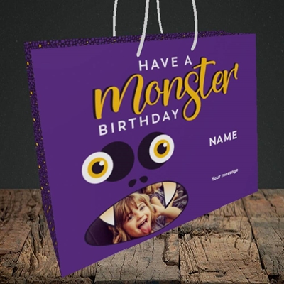 Picture of Monster Face, Birthday Design, Medium Landscape Gift Bag