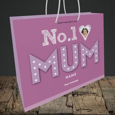 Picture of No.1 Mum (In Lights), Mother's Day Design, Medium Landscape Gift Bag