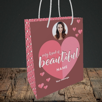 Picture of My Kind Of Beautiful, Valentine's Design, Small Portrait Gift Bag