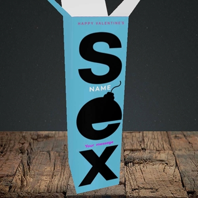 Picture of Sex Bomb - Blue(Without Photo), Valentine's Design, Upright Bottle Box