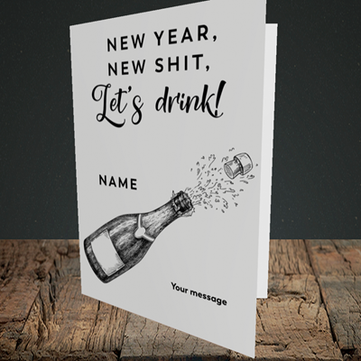 Picture of Let's Drink(Without Photo), New Year Design, Portrait Greetings Card
