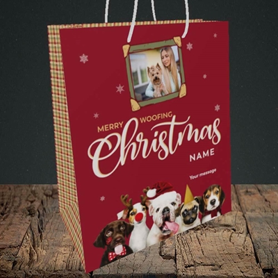 Picture of Woofing Christmas, Christmas Design, Medium Portrait Gift Bag