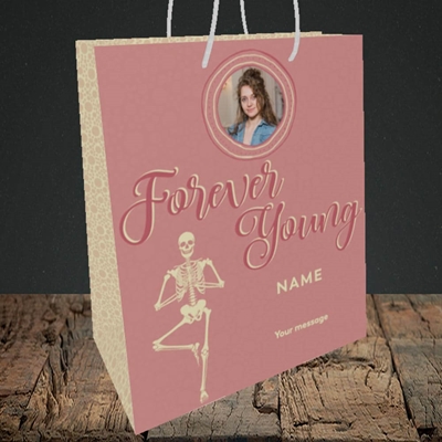 Picture of Forever Young(Skeleton), Birthday Design, Medium Portrait Gift Bag