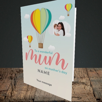 Picture of Hot Air Balloon, Mother's Day Design, Portrait Greetings Card