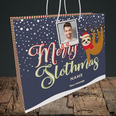 Picture of Merry Slothmas, Christmas Design, Medium Landscape Gift Bag