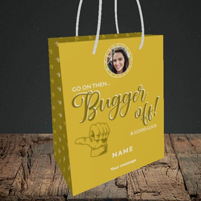 Picture of Bugger Off Then, Leaving Design, Small Portrait Gift Bag
