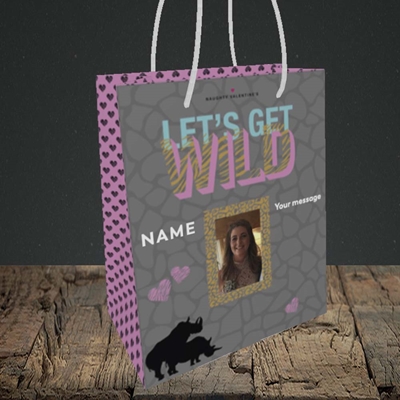 Picture of Let's Get Wild, Valentine's Design, Small Portrait Gift Bag