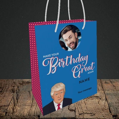 Picture of A Trump Birthday, Birthday Design, Small portrait Gift Bag