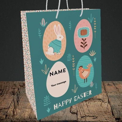 Picture of Easter Egg Farm(Without Photo), Easter Design, Medium Portrait Gift Bag