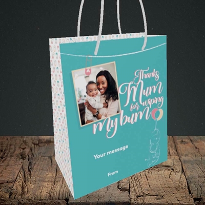 Picture of Wiping My Bum, Mother's Day Design, Small Portrait Gift Bag