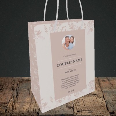 Picture of  Floral Edges Pink, Anniversary Design, Small Portrait Gift Bag