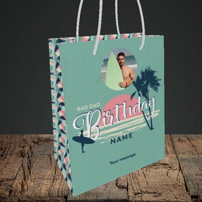 Picture of Rad Dad Surf, Birthday Design, Small portrait Gift Bag