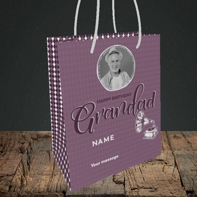 Picture of Grandad Gramophone, Birthday Design, Small portrait Gift Bag