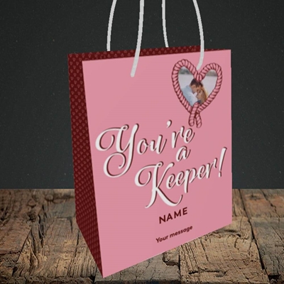 Picture of You're A Keeper, Valentine's Design, Small Portrait Gift Bag