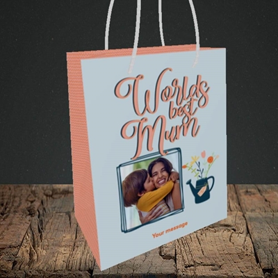 Picture of Worlds Best Mum, Mother's Day Design, Small Portrait Gift Bag