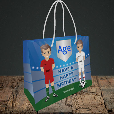 Picture of Football, (Without Photo and editable age) Birthday Design, Small Landscape Gift Bag