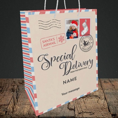 Picture of Special Delivery, Christmas Design, Medium Portrait Gift Bag