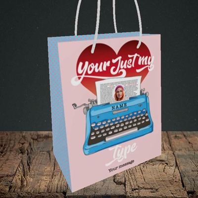 Picture of Just My Type, Valentine's Design, Small Portrait Gift Bag